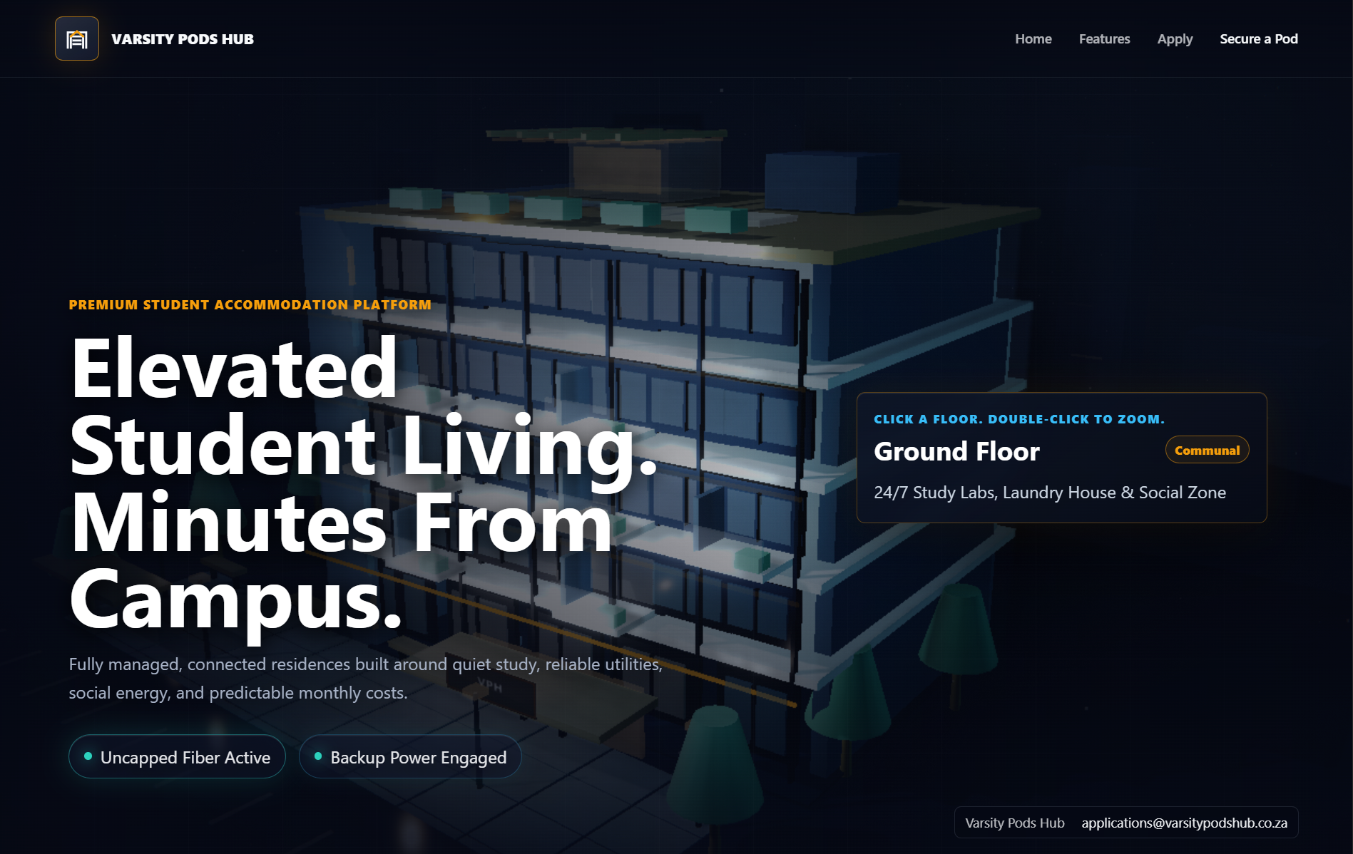Varsity Pods website preview